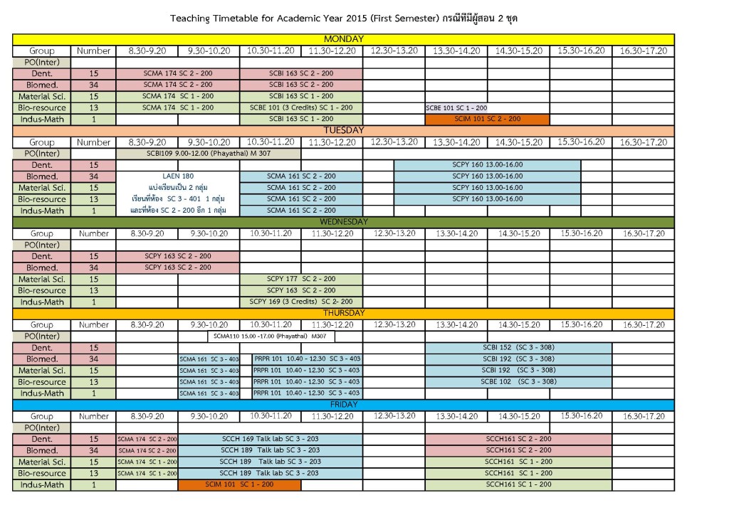 SIM Timetable